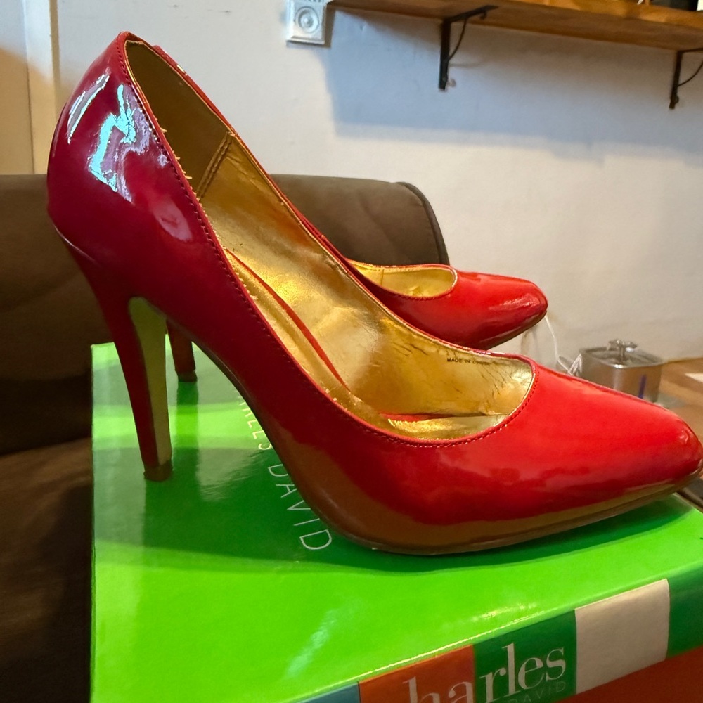 Charles David Glossy Red Heels
